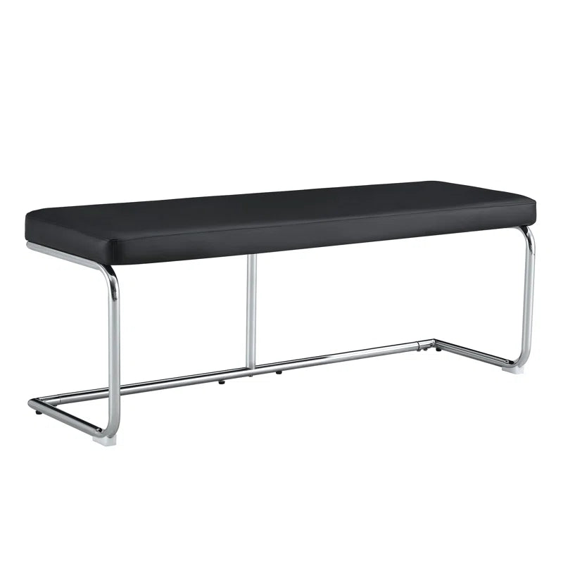 Kenniard Modern PU Leather Bench with Metal Legs - Wooden Bazar