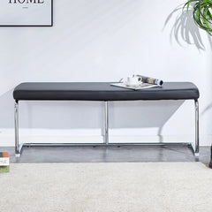Kenniard Modern PU Leather Bench with Metal Legs - Wooden Bazar