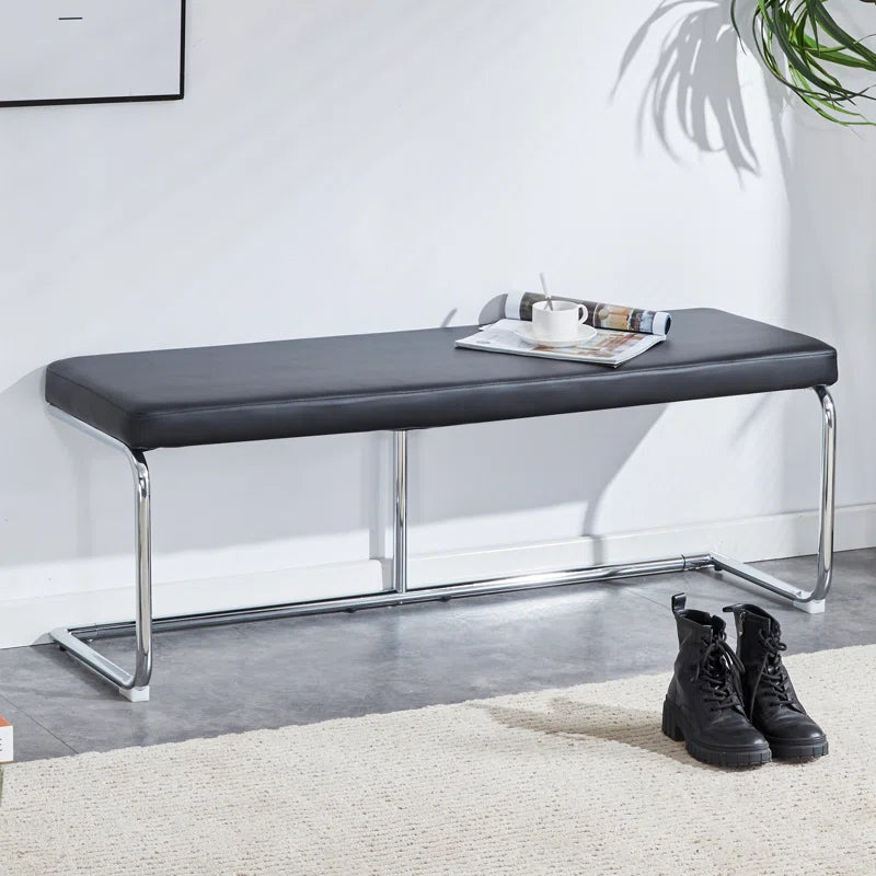 Kenniard Modern PU Leather Bench with Metal Legs - Wooden Bazar