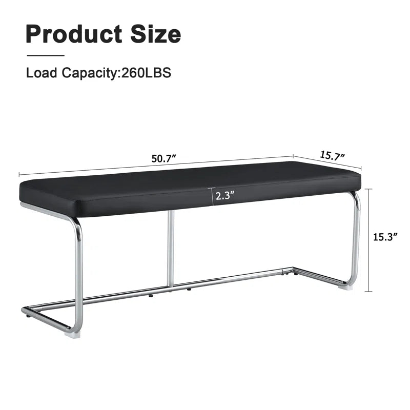 Kenniard Modern PU Leather Bench with Metal Legs - Wooden Bazar
