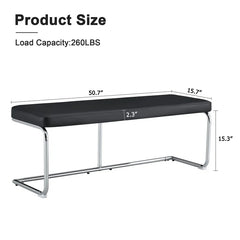 Kenniard Modern PU Leather Bench with Metal Legs - Wooden Bazar