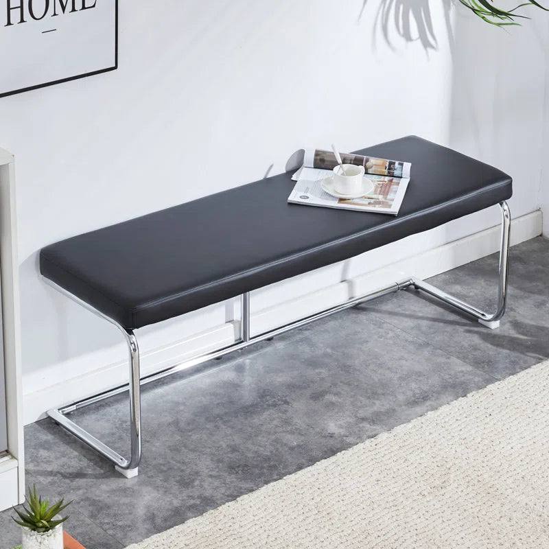 Kenniard Modern PU Leather Bench with Metal Legs - Wooden Bazar