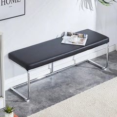 Kenniard Modern PU Leather Bench with Metal Legs - Wooden Bazar
