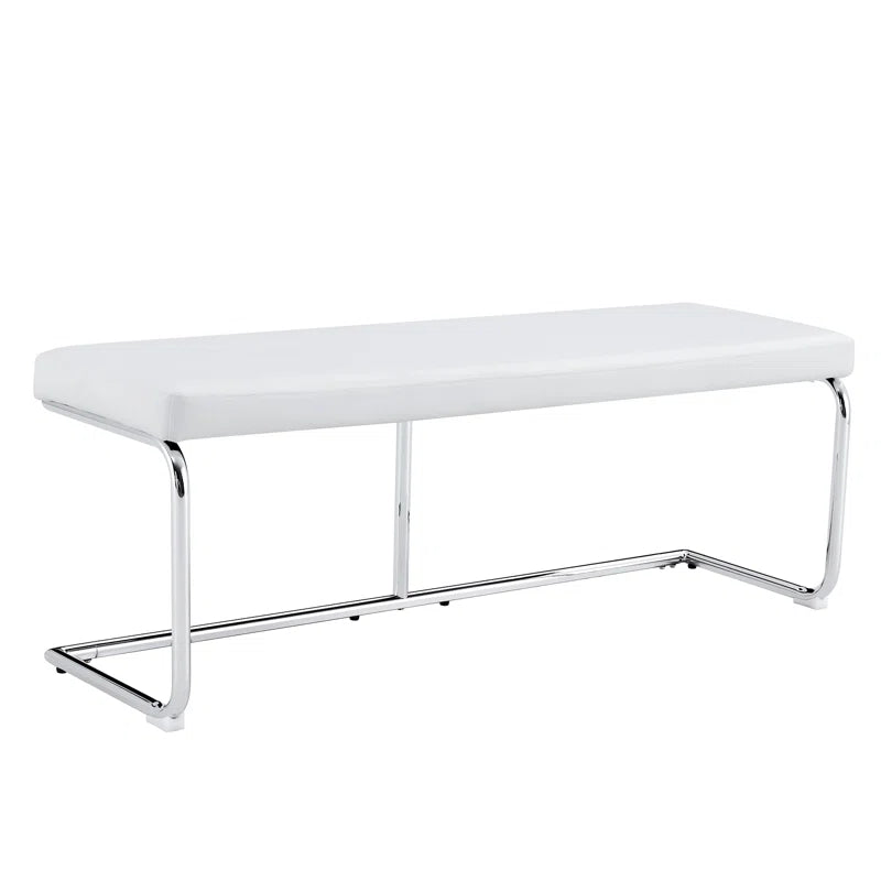 Kenniard Modern PU Leather Bench with Metal Legs - Wooden Bazar