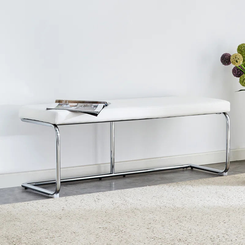 Kenniard Modern PU Leather Bench with Metal Legs - Wooden Bazar