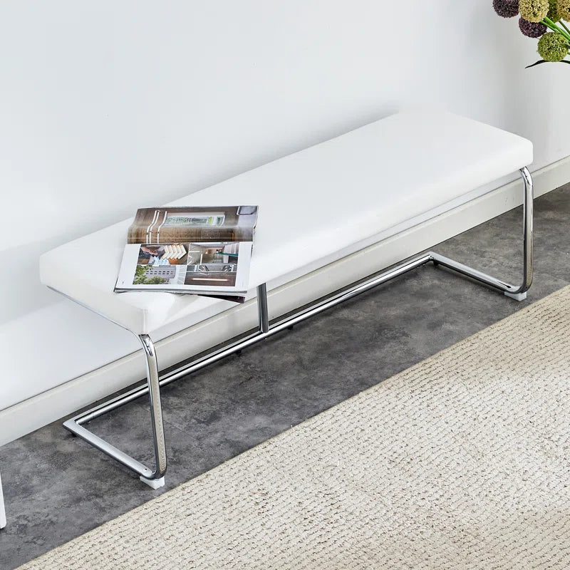 Kenniard Modern PU Leather Bench with Metal Legs - Wooden Bazar