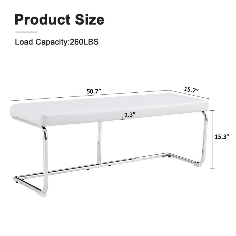 Kenniard Modern PU Leather Bench with Metal Legs - Wooden Bazar