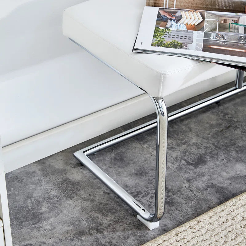 Kenniard Modern PU Leather Bench with Metal Legs - Wooden Bazar