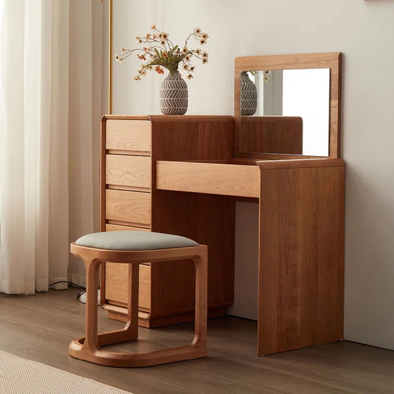 Nancord Modern and Simple Cherry Wood Flip-top Dressing Table - Wooden Bazar