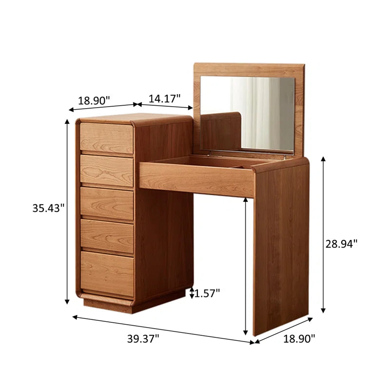 Nancord Modern and Simple Cherry Wood Flip-top Dressing Table - Wooden Bazar