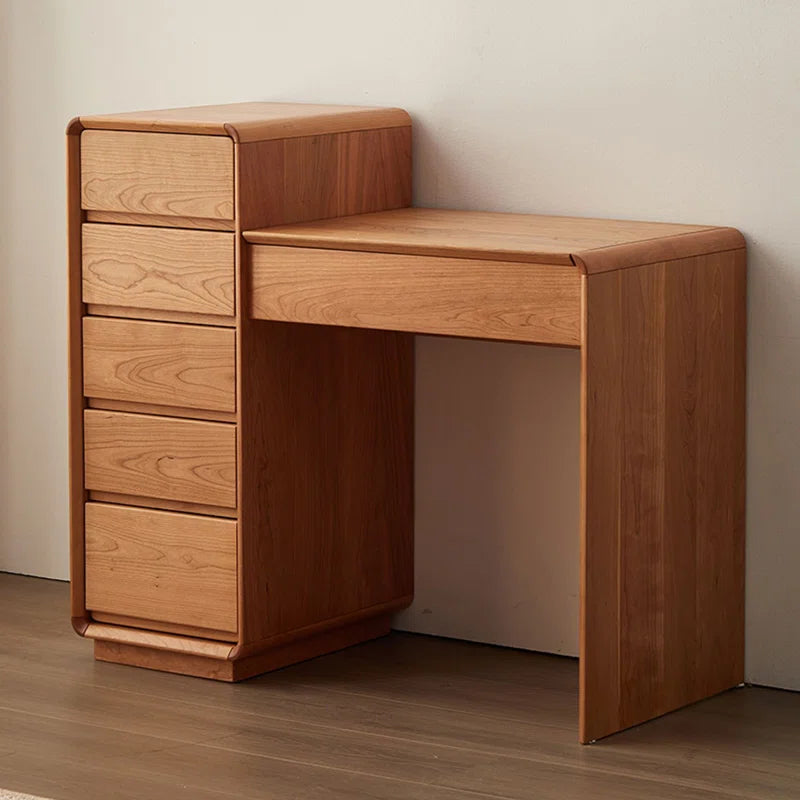 Qatered Modern and Simple Cherry Wood Flip-top Dressing Table