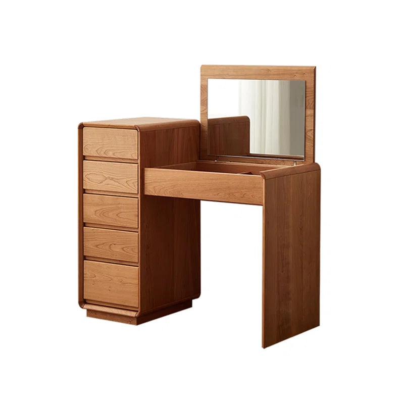Qatered Modern and Simple Cherry Wood Flip-top Dressing Table