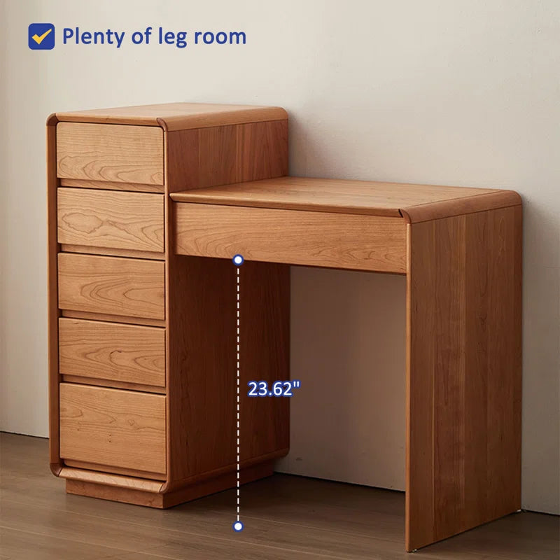 Qatered Modern and Simple Cherry Wood Flip-top Dressing Table