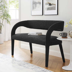 Fanter  Boucle Fabric Accent Bench For Modernite Livings - Wooden bazar