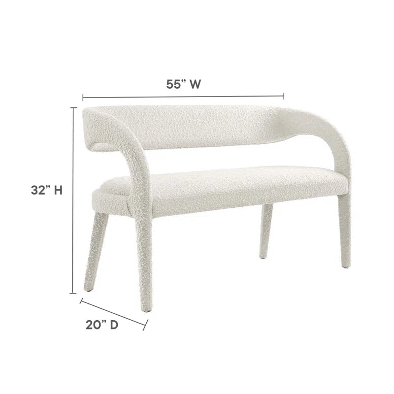 Fanter  Boucle Fabric Accent Bench For Modernite Livings - Wooden bazar