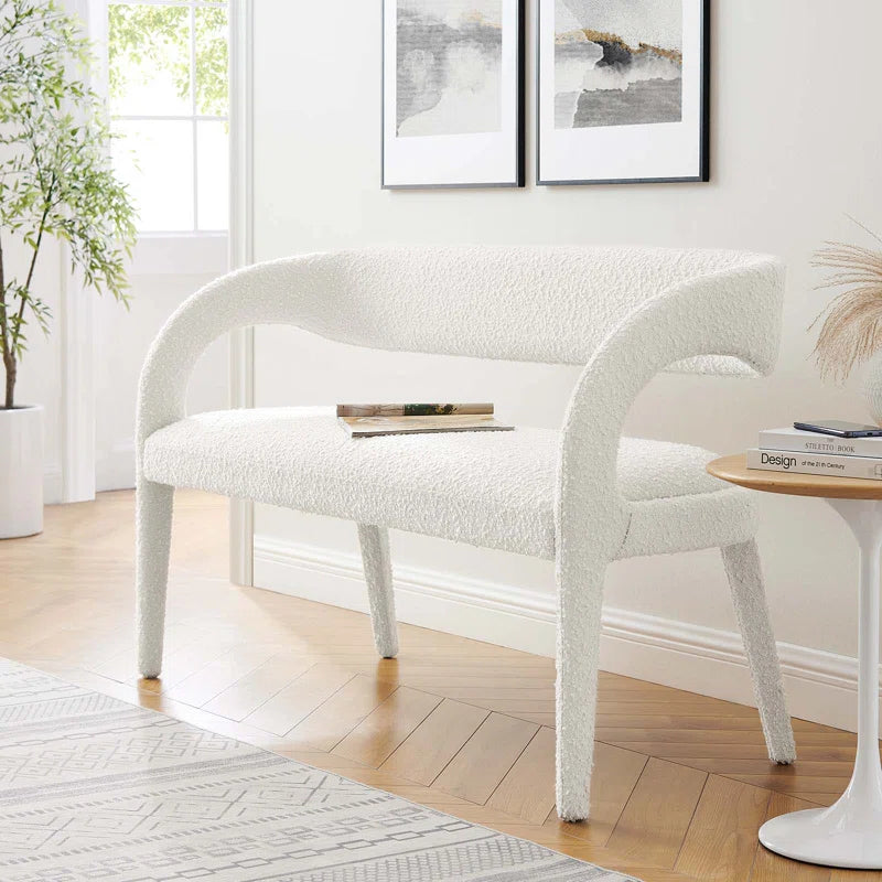 Fanter  Boucle Fabric Accent Bench For Modernite Livings - Wooden bazar