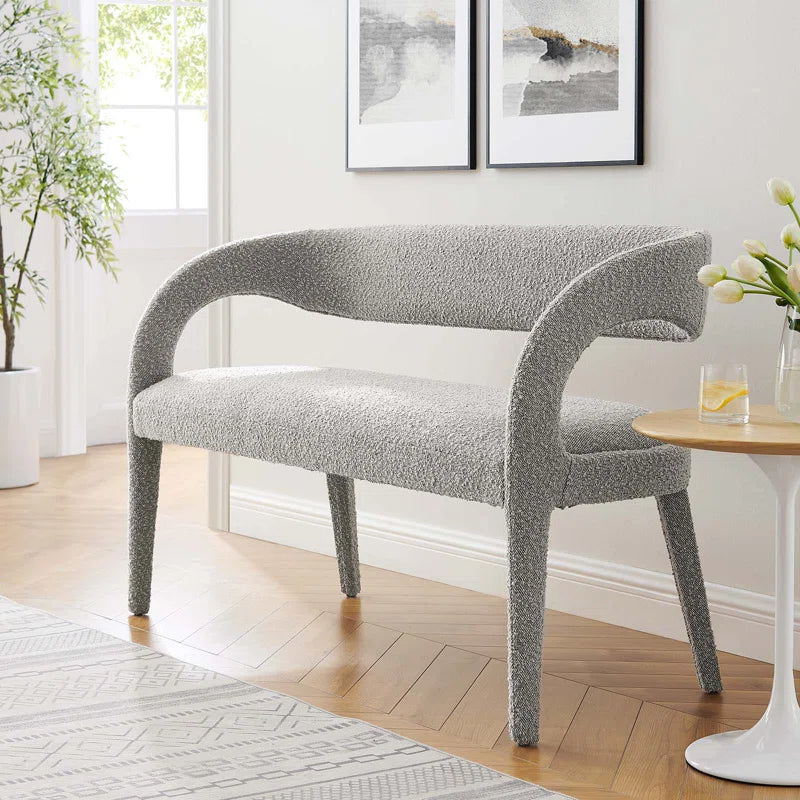 Fanter  Boucle Fabric Accent Bench For Modernite Livings - Wooden bazar