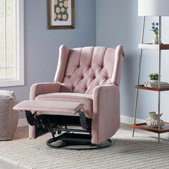 Iven Contemporary Tufted Wingback Swivel Recliner