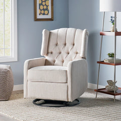 Iven Contemporary Tufted Wingback Swivel Recliner