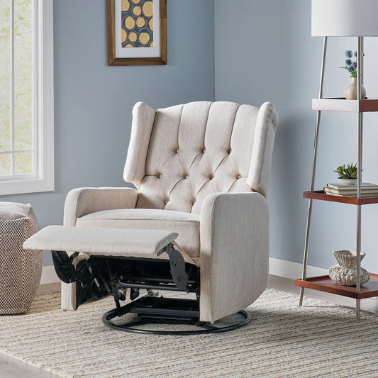 Iven Contemporary Tufted Wingback Swivel Recliner