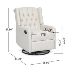 Iven Contemporary Tufted Wingback Swivel Recliner