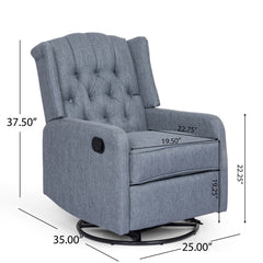 Iven Contemporary Tufted Wingback Swivel Recliner