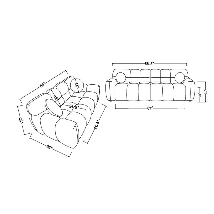 Monicas 2 - Piece Living Room Luxury Sofa Set