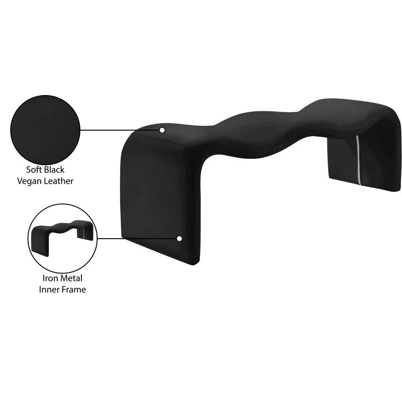 Mazpix Vegan Leather Bench - Wooden Bazar
