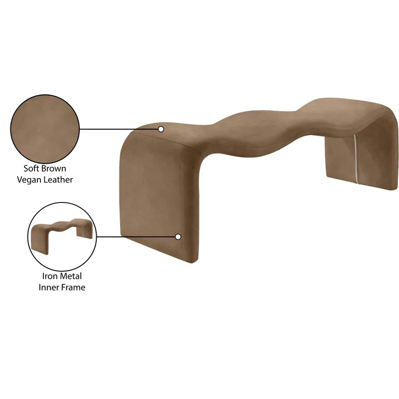 Mazpix Vegan Leather Bench - Wooden Bazar