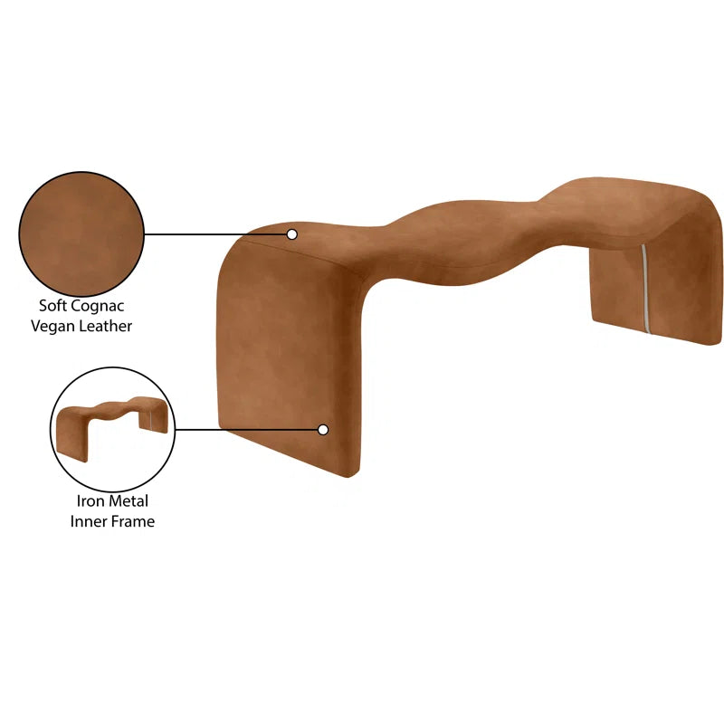 Mazpix Vegan Leather Bench - Wooden Bazar