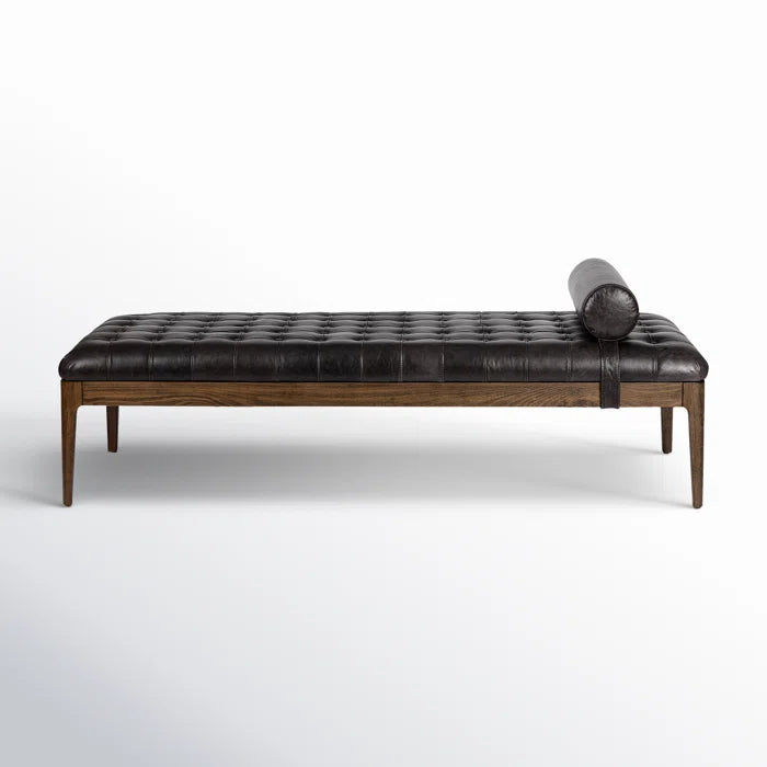 Gion Genuine Leather Upholstered Bench - Wooden Bazar