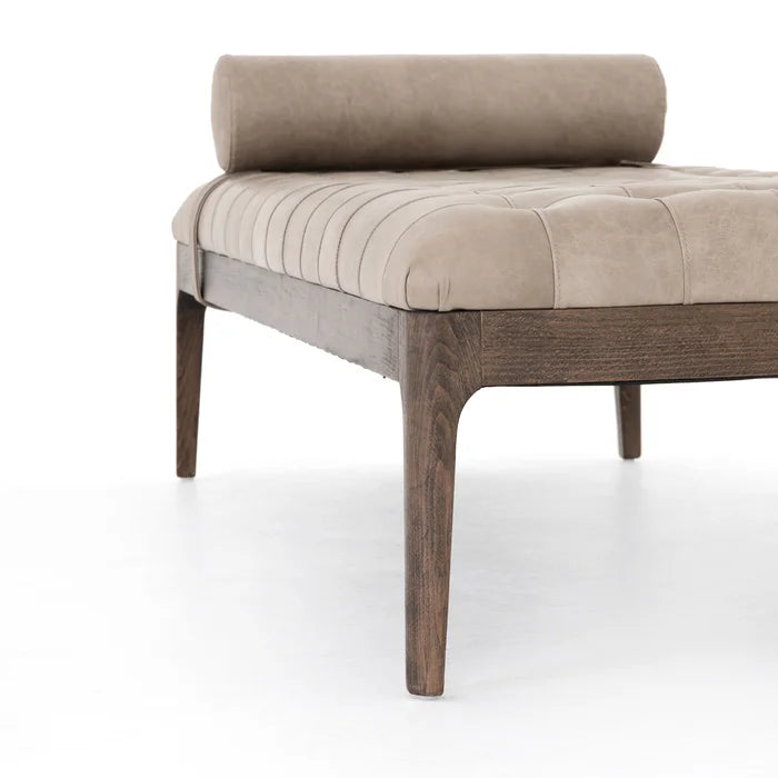 Gion Genuine Leather Upholstered Bench - Wooden Bazar