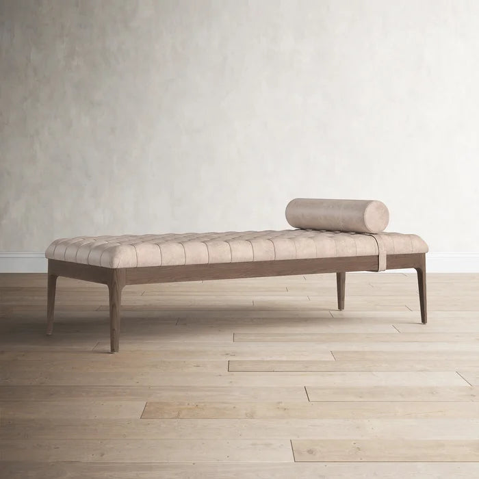 Gion Genuine Leather Upholstered Bench - Wooden Bazar