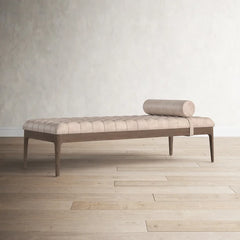 Gion Genuine Leather Upholstered Bench - Wooden Bazar