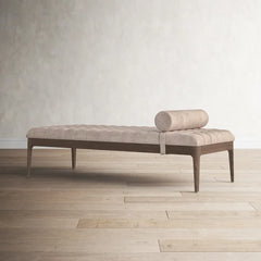 Gion Genuine Leather Upholstered Bench - Wooden Bazar