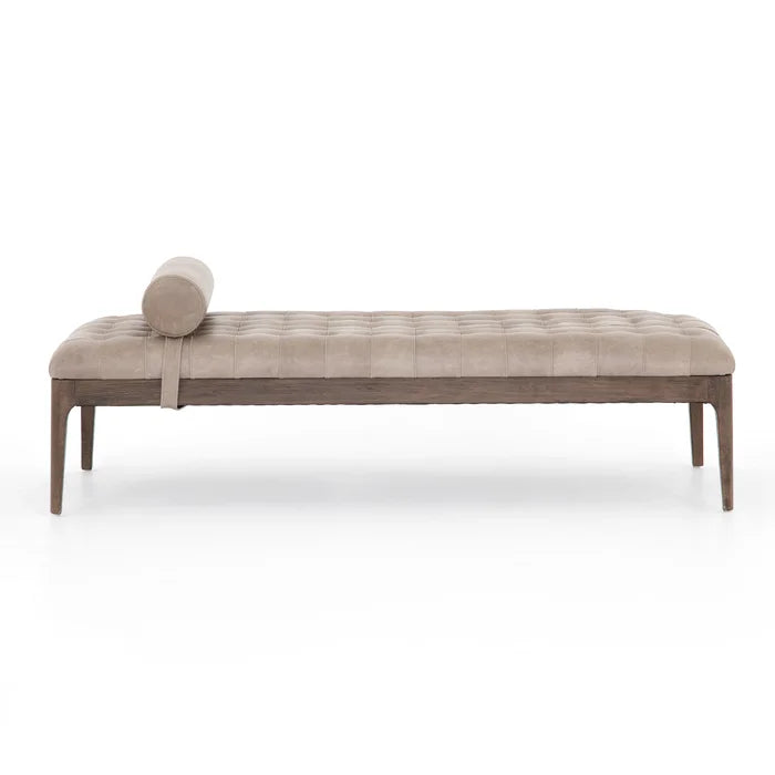 Gion Genuine Leather Upholstered Bench - Wooden Bazar