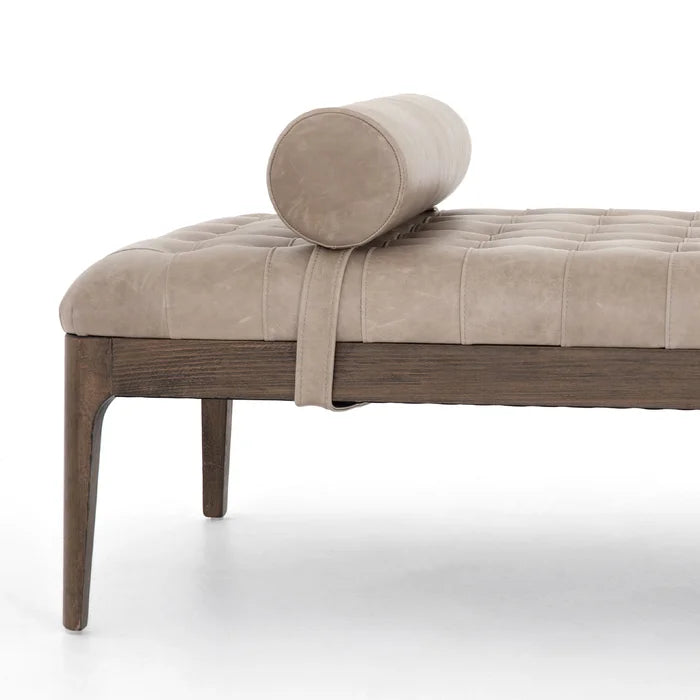 Gion Genuine Leather Upholstered Bench - Wooden Bazar