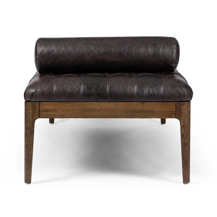 Gion Genuine Leather Upholstered Bench - Wooden Bazar