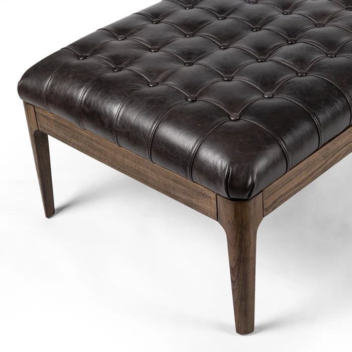 Gion Genuine Leather Upholstered Bench - Wooden Bazar