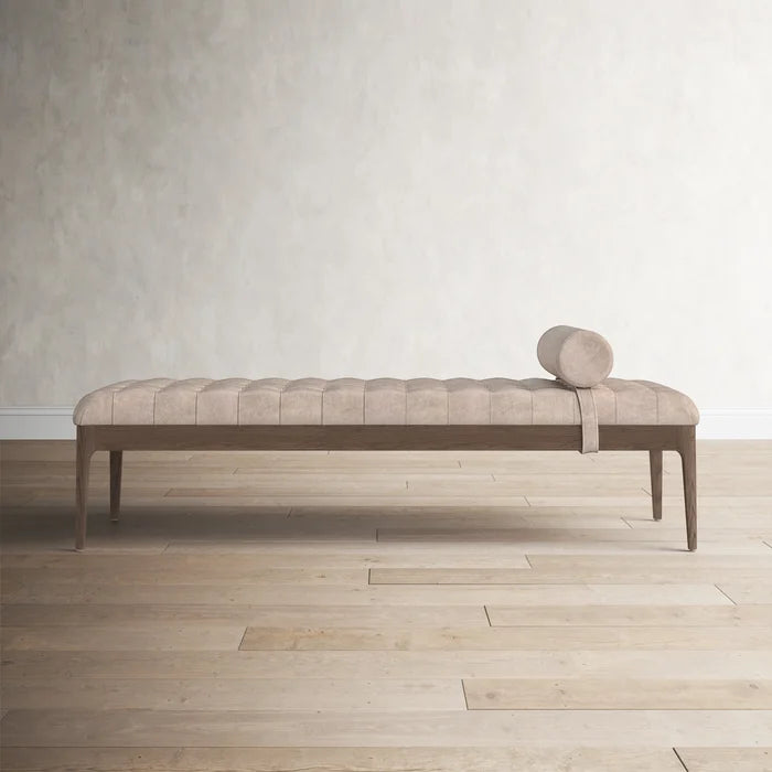 Gion Genuine Leather Upholstered Bench - Wooden Bazar