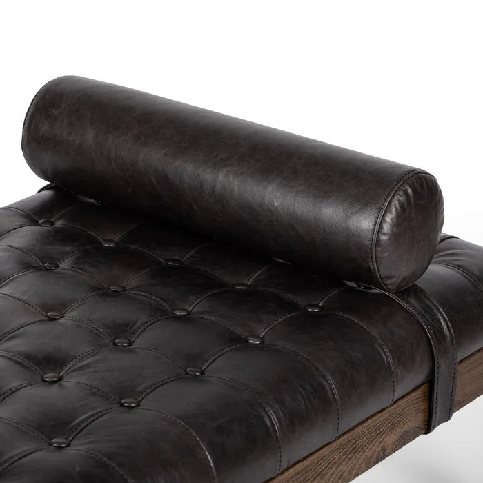 Gion Genuine Leather Upholstered Bench - Wooden Bazar