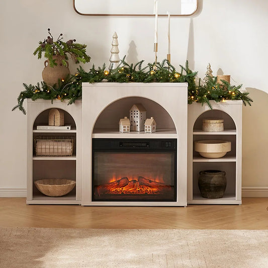 Electric Fireplace Mantel TV Stand - Wooden bazar
