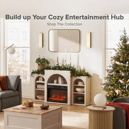 Electric Fireplace Mantel TV Stand - Wooden bazar