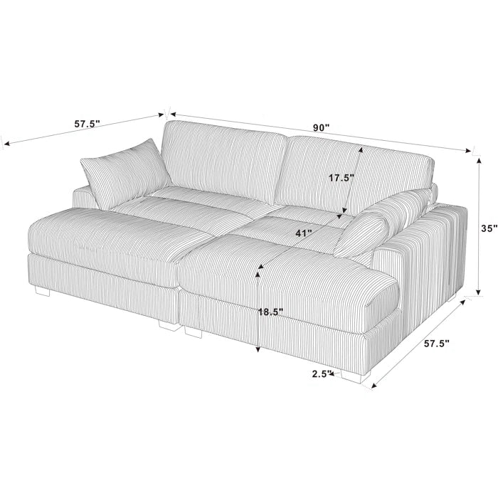Vanacova Corduroy Sleeper Sofa for Modern Living - Wooden Bazar