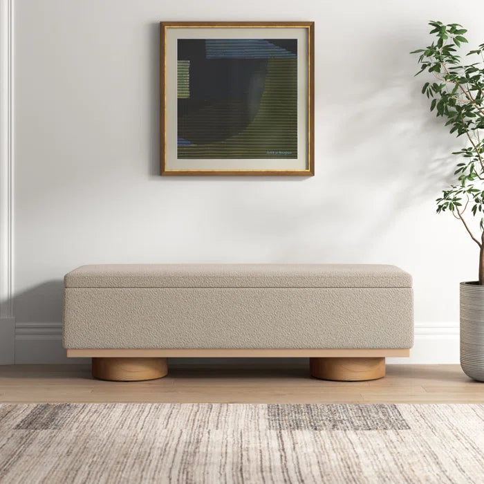 Kazirext Upholstered Storage Bench - Wooden Bazar