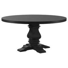 Hevvy Black Round 60-inch Pedestal Base Dining Table - Wooden Bazar