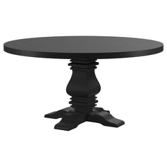 Hevvy Black Round 60-inch Pedestal Base Dining Table - Wooden Bazar