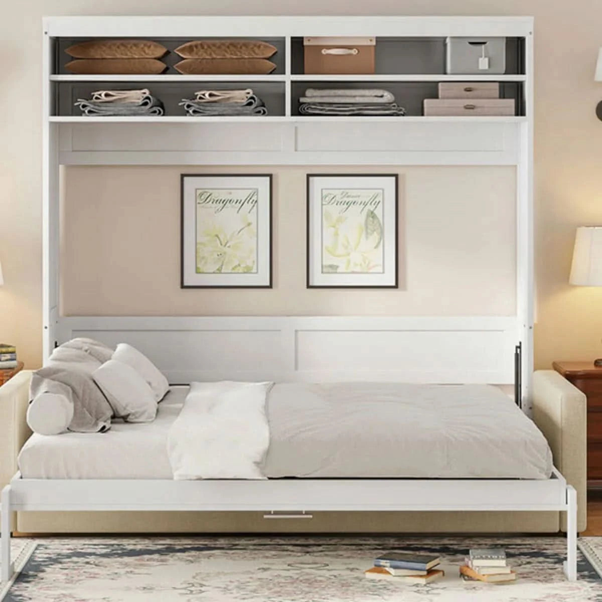 Murphy Bed Wall Bed With Sofa, Bed Frame - Wooden Bazar