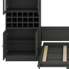 Murphy Bed Wall Bed With Sofa , Shelves USB & Light - Wooden Bazar