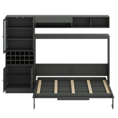 Murphy Bed Wall Bed With Sofa , Shelves USB & Light - Wooden Bazar